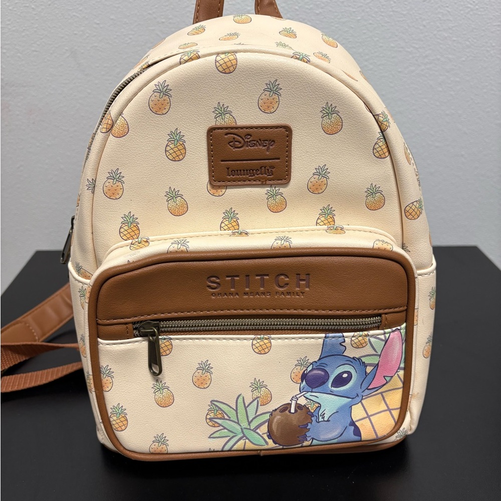 Disney Cream and Brown Stitch Backpack